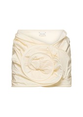 Magda Butrym Draped Silk Mini Skirt W/ Rose