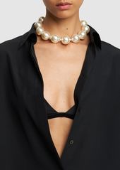 Magda Butrym Faux Pearl & Crystal Collar Necklace