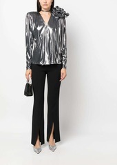 Magda Butrym floral-appliqué metallic silk blouse