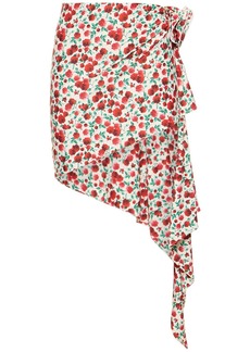Magda Butrym Flower Printed Jersey Pool Skirt W/rose