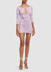 Magda Butrym Gathered Jersey Mini Dress W/ Cutout