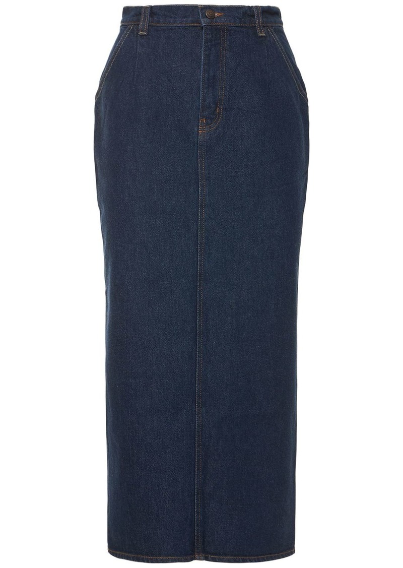 Magda Butrym High Rise Cotton Denim Midi Skirt