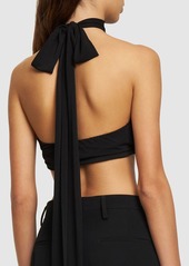 Magda Butrym Jersey Cutout Halter Crop Top