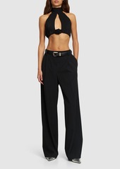 Magda Butrym Jersey Cutout Halter Crop Top