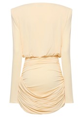 Magda Butrym Jersey Draped Mini Dress W/ Plunge Neck