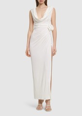 Magda Butrym Jersey Long Dress W/ Rose