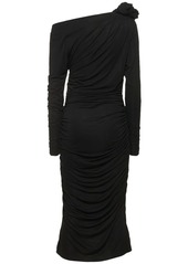 Magda Butrym Jersey Midi Dress W/ 3d Flower