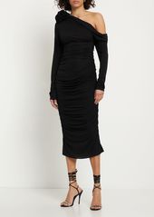 Magda Butrym Jersey Midi Dress W/ 3d Flower