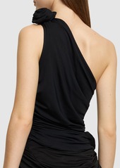 Magda Butrym Jersey One Shoulder Flower Top