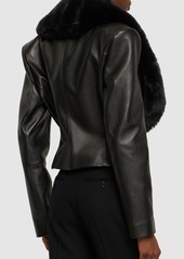 Magda Butrym Leather Detachable Fur Collar Jacket
