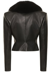 Magda Butrym Leather Detachable Fur Collar Jacket
