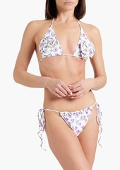 Magda Butrym - Appliquéd floral-print triangle bikini top - Purple - FR 34