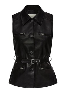 Magda Butrym - Belted Leather Biker Vest - Black - FR 36 - Moda Operandi