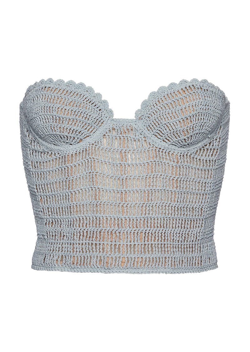 Magda Butrym - Crochet Cotton-Blend Corset Top - Blue - FR 40 - Moda Operandi
