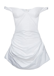 Magda Butrym - Draped Cotton Mini Dress - White - FR 34 - Moda Operandi