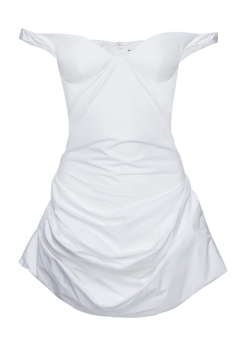 Magda Butrym - Draped Cotton Mini Dress - White - FR 38 - Moda Operandi