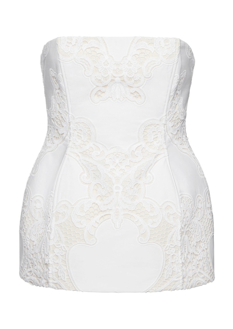 Magda Butrym - Embroidered Cotton Lace Corset Top - White - FR 36 - Moda Operandi