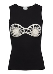 Magda Butrym - Embroidered Sleeveless Cotton Top - Black - FR 38 - Moda Operandi