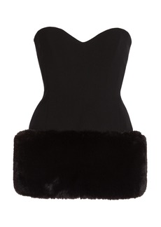 Magda Butrym - Faux Fur-Trimmed Wool Corset - Black - FR 34 - Moda Operandi