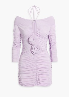Magda Butrym - Floral-appliquéd cutout stretch-jersey mini dress - Purple - FR 36
