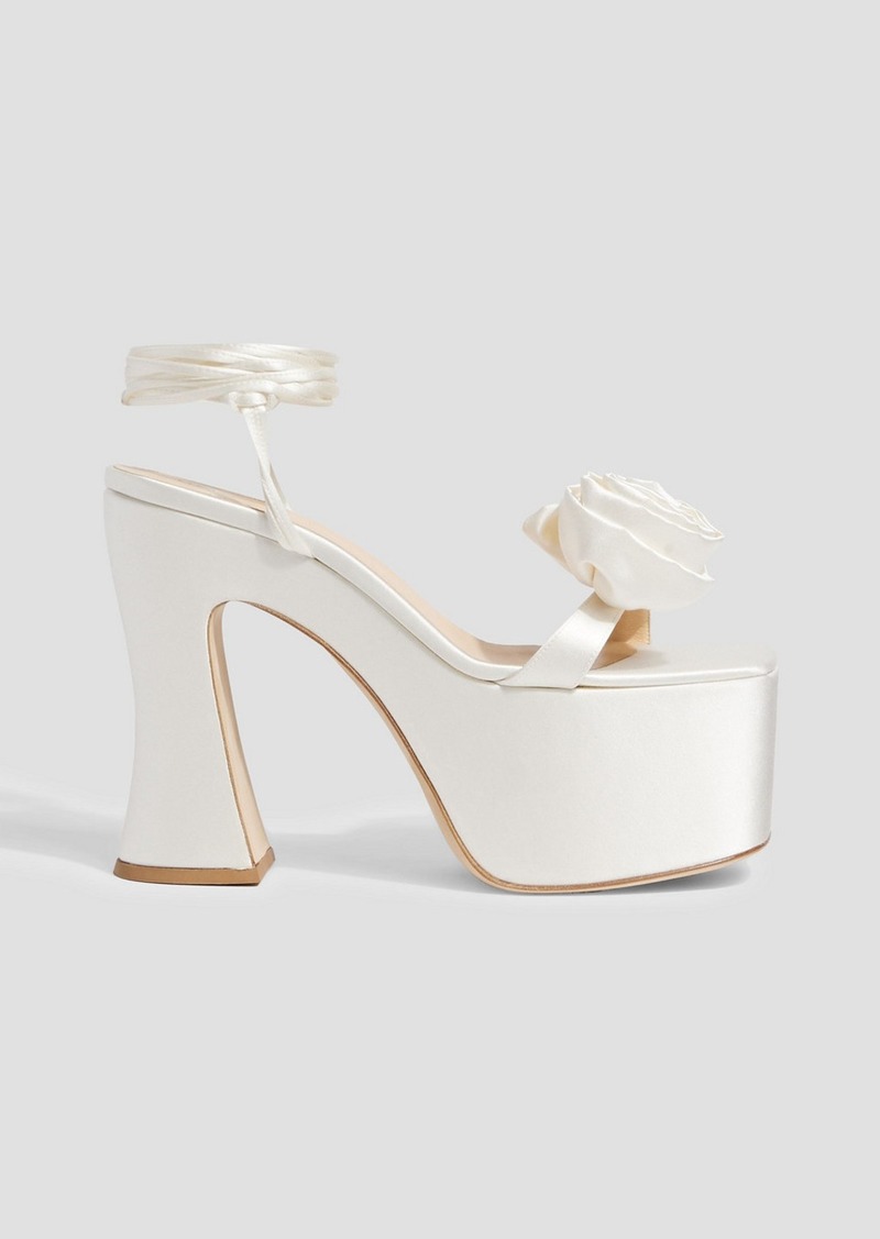 Magda Butrym - Floral-appliquéd satin platform sandals - White - EU 39