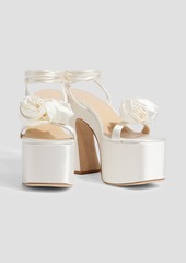 Magda Butrym - Floral-appliquéd satin platform sandals - White - EU 39