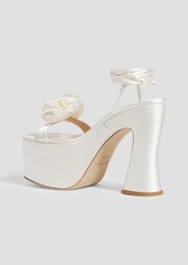 Magda Butrym - Floral-appliquéd satin platform sandals - White - EU 39