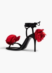 Magda Butrym - Floral-appliquéd satin sandals - Black - EU 40