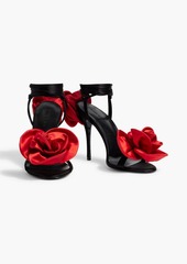 Magda Butrym - Floral-appliquéd satin sandals - Black - EU 40