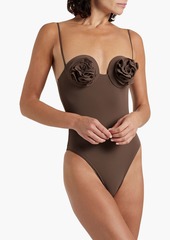 Magda Butrym - Floral-appliquéd swimsuit - Brown - FR 34