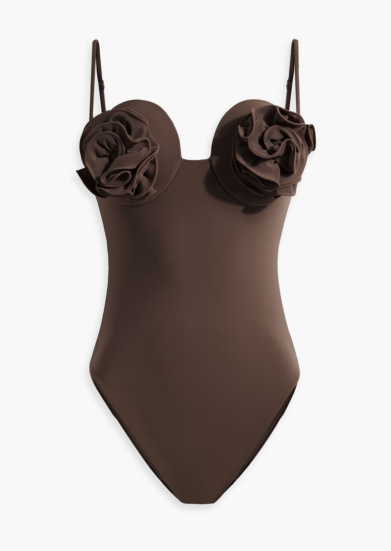 Magda Butrym - Floral-appliquéd swimsuit - Brown - FR 34