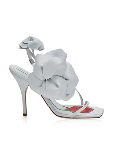 Magda Butrym - Flower-Embellished Leather Heeled Sandals - White - IT 36 - Moda Operandi