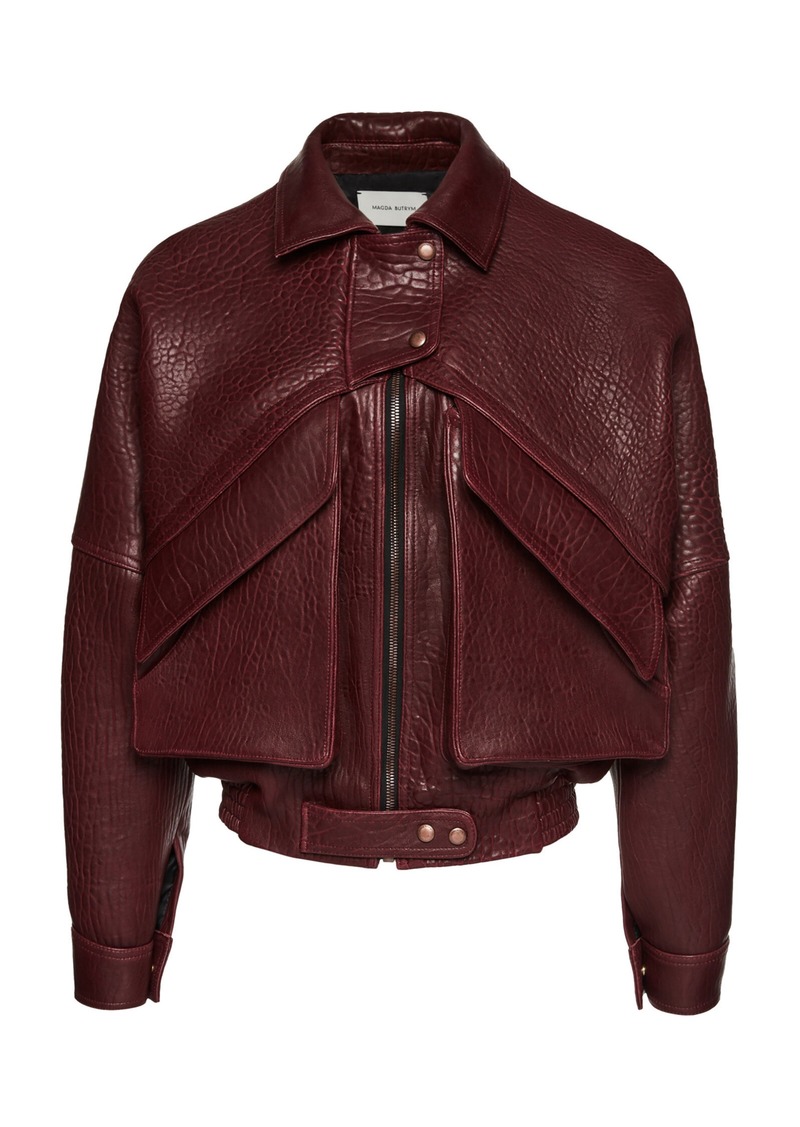 Magda Butrym - Leather Biker Jacket - Burgundy - FR 38 - Moda Operandi