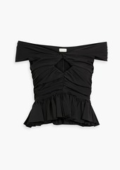 Magda Butrym - Off-the-shoulder ruched silk-blend jersey top - Black - FR 36