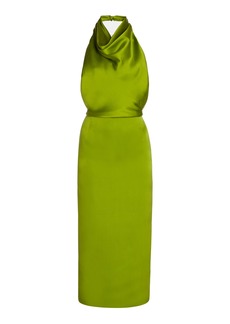 Magda Butrym - Open Back Silk Halter Midi Dress - Green - FR 36 - Moda Operandi