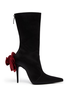 Magda Butrym - Pointed Flower Satin Boots - Red - IT 40 - Moda Operandi