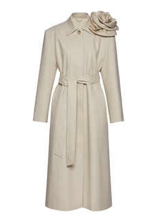 Magda Butrym - Rose-Detailed Cotton-Blend Coat - Off-White - FR 34 - Moda Operandi