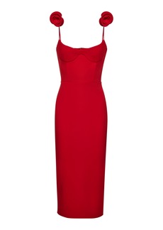 Magda Butrym - Rose-Detailed Midi Dress - Red - FR 34 - Moda Operandi