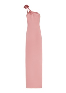 Magda Butrym - Rose-Detailed One-Shoulder Silk Dress - Pink - FR 42 - Moda Operandi
