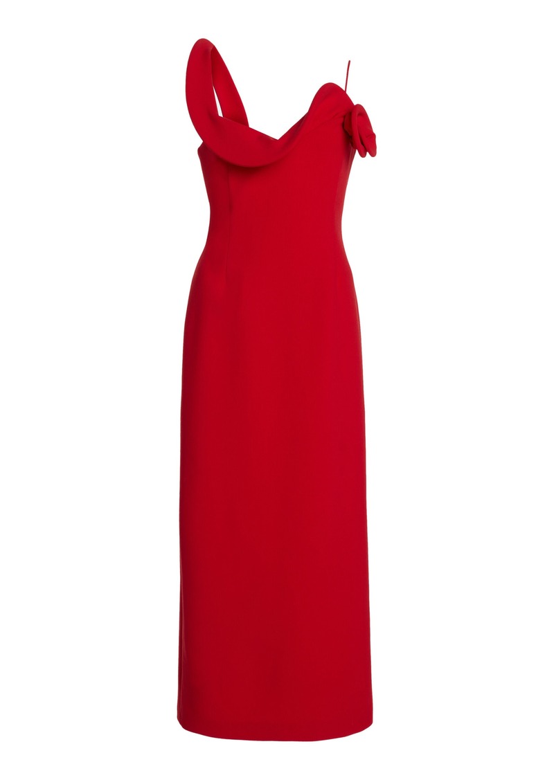 Magda Butrym - Rosette-Detailed Stretch-Wool Midi Dress - Red - FR 36 - Moda Operandi