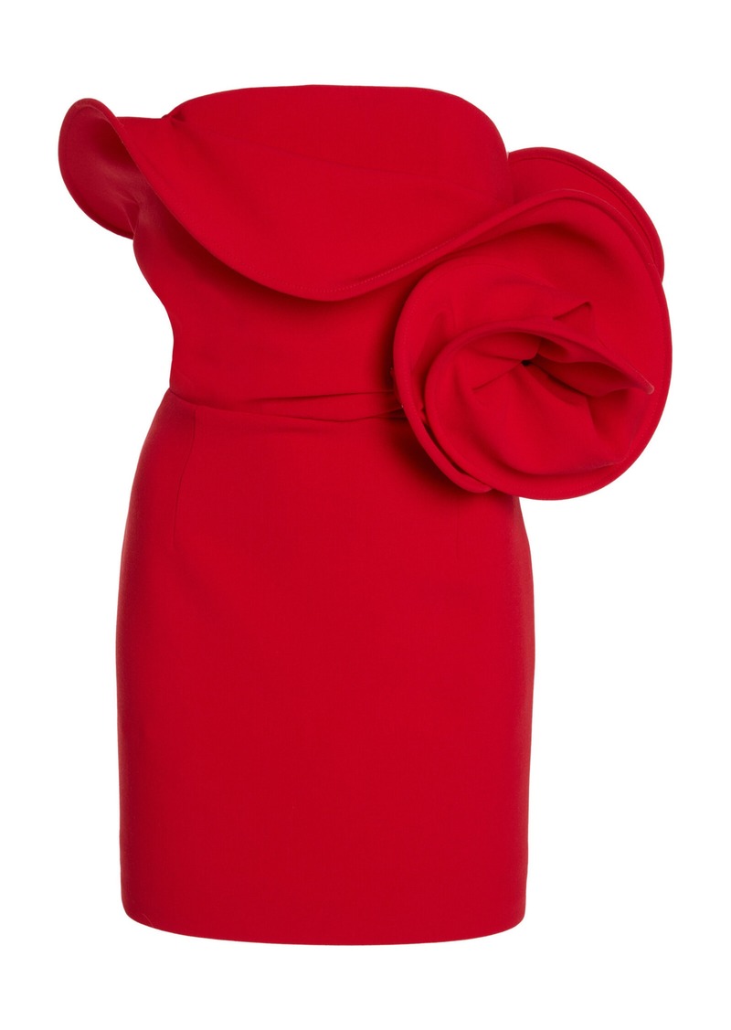 Magda Butrym - Rosette-Detailed Stretch-Wool Mini Dress - Red - FR 40 - Moda Operandi