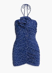 Magda Butrym - Ruched polka-dot stretch-jersey halterneck mini dress - Blue - FR 38