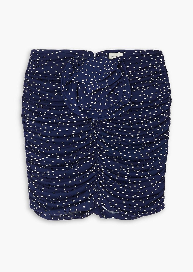 Magda Butrym - Ruched polka-dot stretch-jersey mini skirt - Blue - FR 40