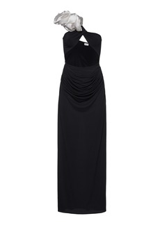 Magda Butrym - Ruffled Cutout Silk Maxi Dress - Black - FR 40 - Moda Operandi