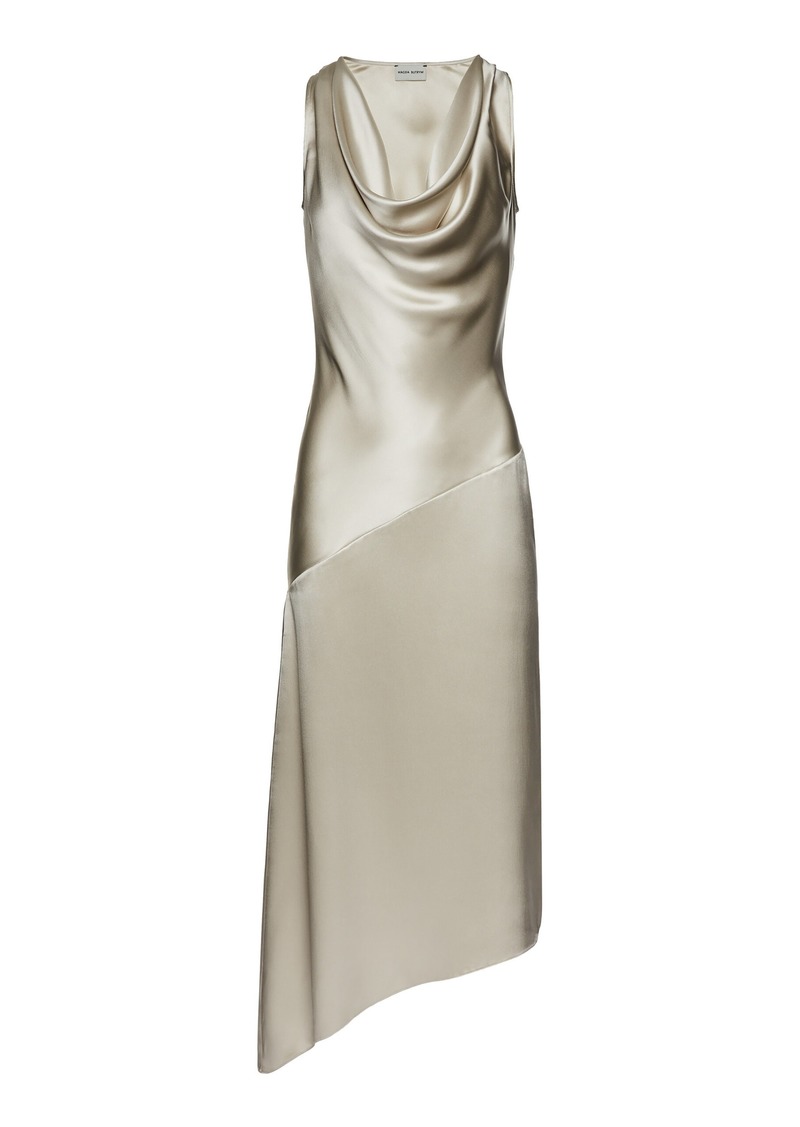 Magda Butrym - Silk Asymmetrical Midi Dress - Nude - FR 40 - Moda Operandi