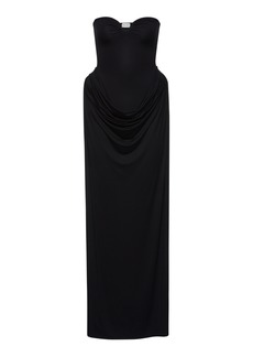 Magda Butrym - Strapless Draped Maxi Dress - Black - FR 36 - Moda Operandi