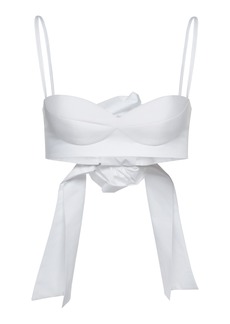 Magda Butrym - Tie-Back Cropped Cotton Bra Top - White - FR 34 - Moda Operandi