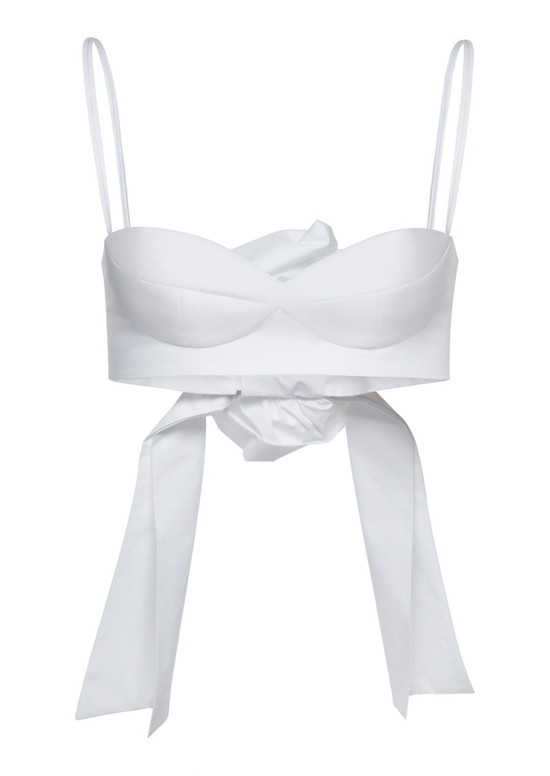Magda Butrym - Tie-Back Cropped Cotton Bra Top - White - FR 40 - Moda Operandi