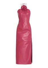 Magda Butrym - Women's Floral-Appliquéd Leather Midi Dress - Pink - FR 34 - Moda Operandi