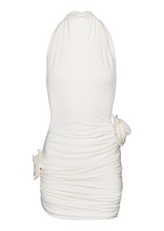 Magda Butrym - Women's Floral Appliquéd Stretch Jersey Mini Dress - Neutral - FR 38 - Moda Operandi